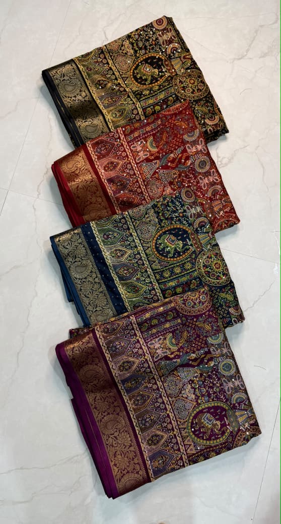 Tew Pure Marsh Mellow Silk Printed Saree